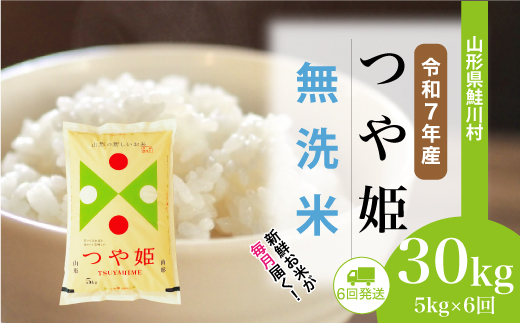 ＜令和7年産米＞特別栽培米 つや姫【無洗米】30kg定期便 (5kg×6回)