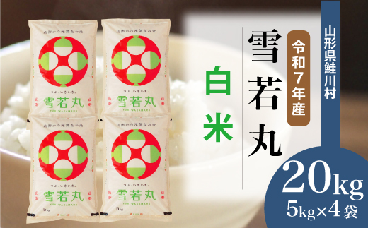 ＜令和7年産米＞雪若丸 【白米】 20kg （5kg×4袋）